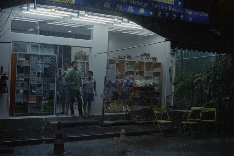 rainy day at night in bangkok